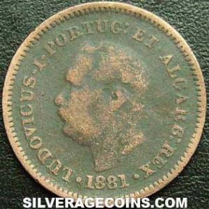 1881 Luis I Portuguese India Eighth Tanga (Obverse)