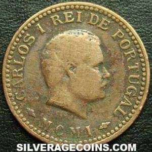 1901 Carlos I Portuguese India Bronze Eighth Tanga (Obverse)