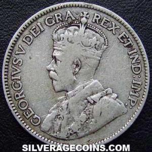 1917 C George V Newfoundland Silver 25 Cents (Obverse)