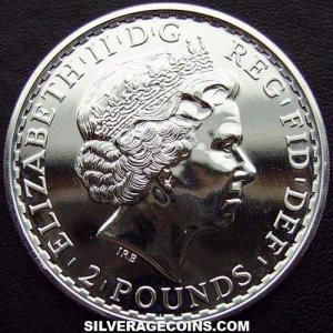 2014 Elizabeth II 2 Pounds 1 Ounce Silver Britannia (updated reverse) (Obverse)