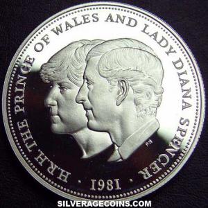 1981 Proof [BOX] Elizabeth II Silver 25 Pence (Diana and Charles) (Reverse)