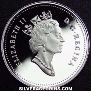 1999 Proof Elizabeth II Canadian Silver 50 Cents (Obverse)