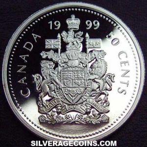 1999 Proof Elizabeth II Canadian Silver 50 Cents (Reverse)