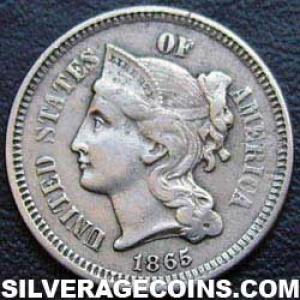 1865 United States "Nickel" 3 Cents (Obverse)