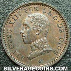 1912 (12) PC-V Alfonso XIII Spanish 2 Cents (Obverse)