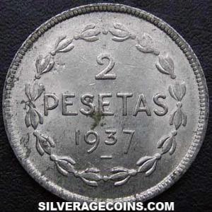 1937 Spanish 2 Pesetas (Basque Government) (Reverse)