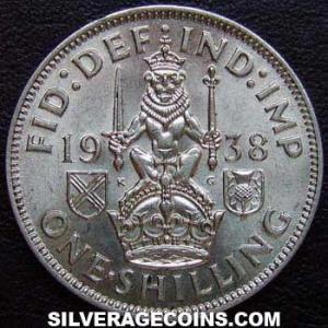 1938 George VI British Silver Shilling (Scotland) (Reverse)