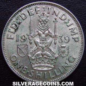 1939 George VI British Silver Shilling (Scotland) (Reverse)