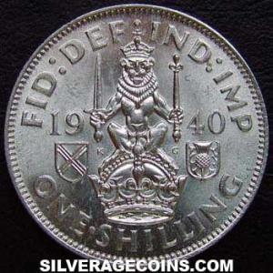 Chelín de Plata Británico de Jorge VI (Escocia) 1940 (Reverso)