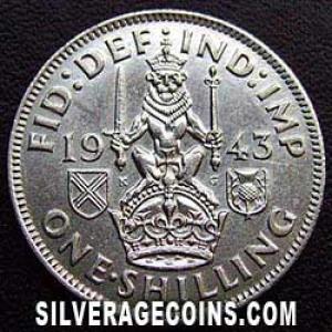 1943 George VI British Silver Shilling (Scotland) (Reverse)
