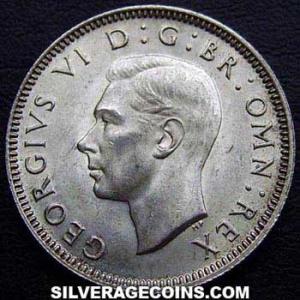 Chelín de Plata Británico de Jorge VI (Escocia) 1945 (Anverso)