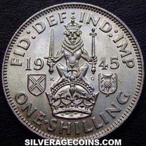 Chelín de Plata Británico de Jorge VI (Escocia) 1945 (Reverso)