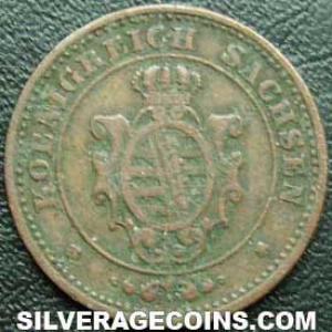 1864 B John I Saxony-Albertine 2 Pfennige (Obverse)