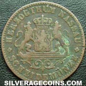 1859 Duke Adolphe Nassau Copper Kreuzer (Obverse)