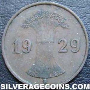 1929 A German Weimar Republic Bronze Reichspfennig (Obverse)