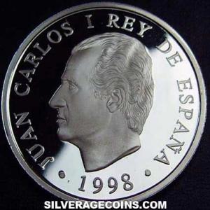 1998 Proof Juan Carlos I Spanish Silver 1000 Pesetas (Constitution) (Obverse)