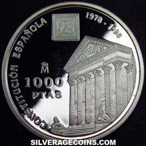 1998 Proof Juan Carlos I Spanish Silver 1000 Pesetas (Constitution) (Reverse)