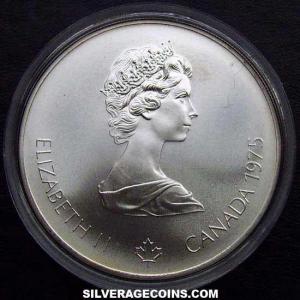1975 Elizabeth II Canadian Silver 5 Dollars (Javelin) (Obverse)