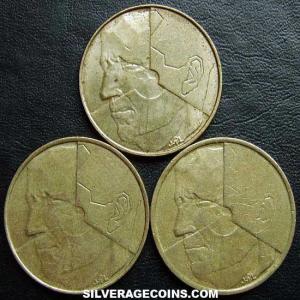 1986-1993 (3) Lot of 3 Different Dates Belgian 5 Francs (Dutch) (Obverse)