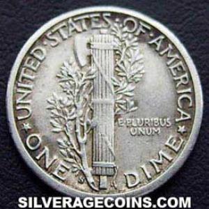 1916 S United States "Mercury Dime" Silver 10 Cents (Reverse)