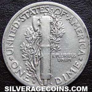 1920 D United States "Mercury Dime" Silver 10 Cents (Reverse)