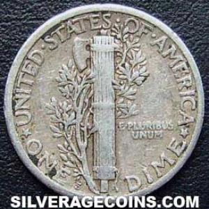 1925 S United States "Mercury Dime" Silver 10 Cents (Reverse)