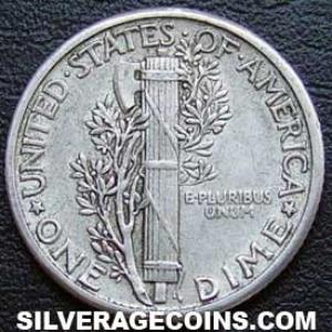 1927 United States "Mercury Dime" Silver 10 Cents (Reverse)