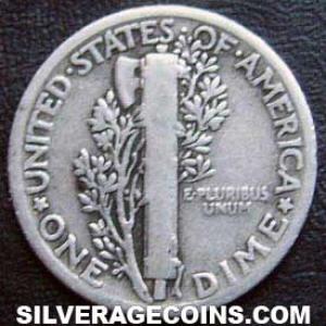 1930 United States "Mercury Dime" Silver 10 Cents (Reverse)