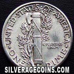 1936 United States "Mercury Dime" Silver 10 Cents (Reverse)