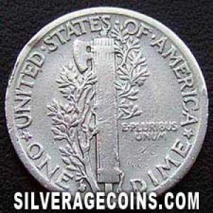 1936 S United States "Mercury Dime" Silver 10 Cents (Reverse)