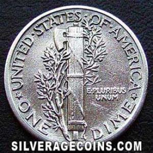1939 United States "Mercury Dime" Silver 10 Cents (Reverse)