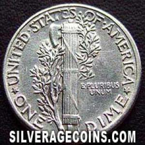 1943 United States "Mercury Dime" Silver 10 Cents (Reverse)