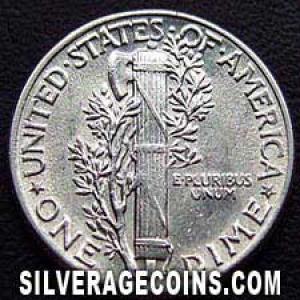 1945 United States "Mercury Dime" Silver 10 Cents (Reverse)