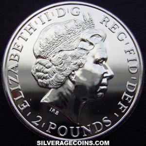 2014 Elizabeth II 2 Pounds 1 Ounce Silver (Lunar: Horse) (Obverse)