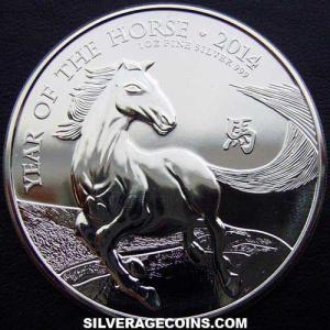 2014 Elizabeth II 2 Pounds 1 Ounce Silver (Lunar: Horse) (Reverse)