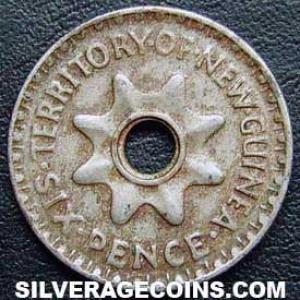 1943 George VI New Guinean Sixpence (Reverse)