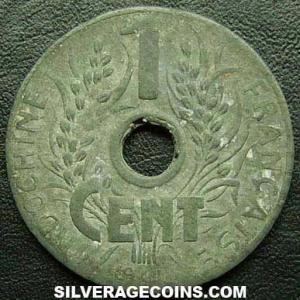 1941 type 2 V.1 French Indochina 1 Cent (Reverse)