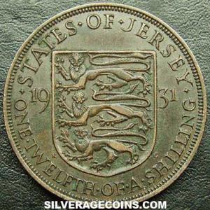 1931 George V Jersey Bronze 1/12 Shilling (Reverse)