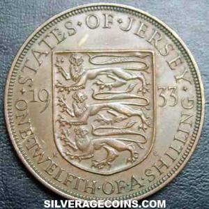 1933 George V Jersey Bronze 1/12 Shilling (Reverse)