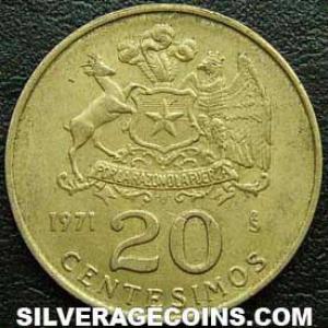 1971 Chilean 20 Centesimos (Reverse)