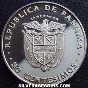 1975 FM Proof Panamanian 50 Centesimos (Fernando de Lesseps) (Obverse)