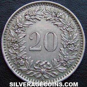1955 B Swiss 20 Rappen (Reverse)