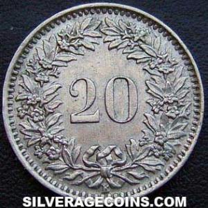 1962 B Swiss 20 Rappen (Reverse)