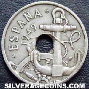 1949 (51) Franco Spanish 50 Cents (arrows downwards) (Obverse)
