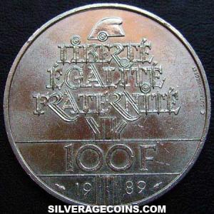 1989 French Silver 100 New Francs (human rights) (Reverse)