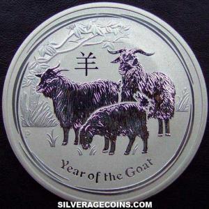 2015 P Elizabeth II Australian Dollar 1 Ounce Silver (Lunar II: Goat) (Reverse)