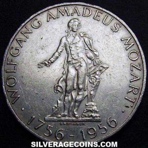 1956 Austrian Silver 25 Schillings (Wolfgang Amadeus Mozart) (Reverse)