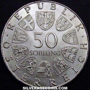 1972 Austrian Silver 50 Schillings (Salzburg University) (Obverse)
