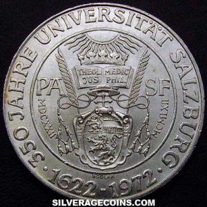 1972 Austrian Silver 50 Schillings (Salzburg University) (Reverse)