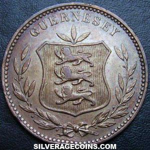 1914 H Guernsey Bronze 8 Doubles (Obverse)